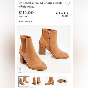 DR SCHOLL's Ride Away Camel Suede Chelsea Boots Square Toe Block Heel Size 7.0 M